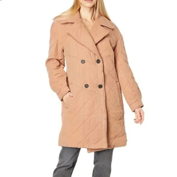 Avec les Filles  Washed Double Breasted Quilted Peacoat - Picture 12 of 12